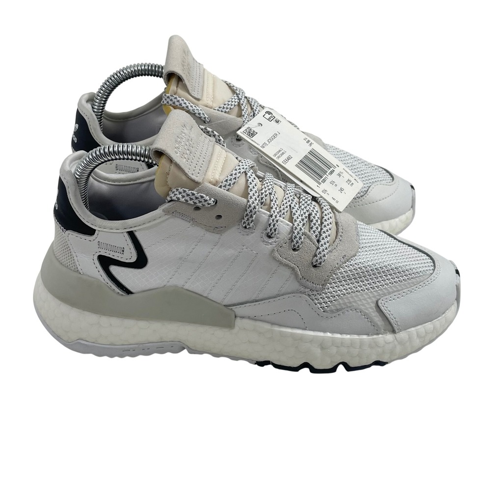 NWT Adidas Nite Jogger J Youth Shoes‎ Size 6 White Black Accent Sneakers EE6482